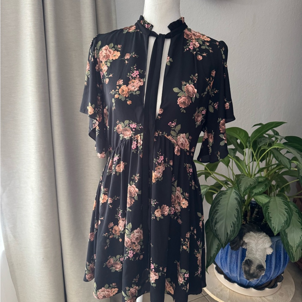 Zara Black Dress with Floral Accents